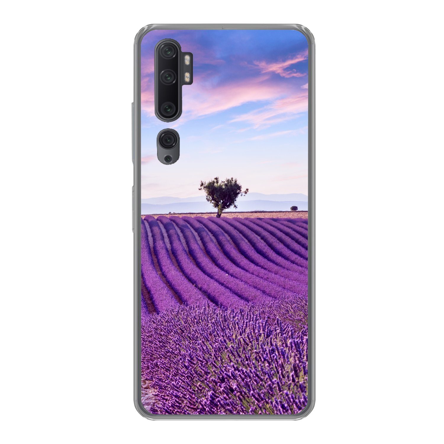 MuchoWow Handyhülle für Xiaomi Mi Note 10 Pro Lavendel - Natur - Lila - Bäume - Blumen