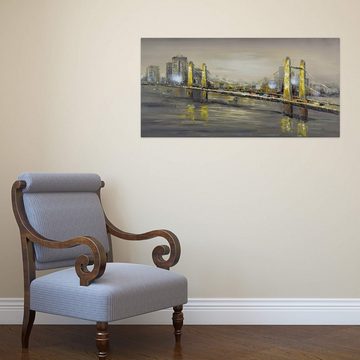 KUNSTLOFT Gemälde Urban Life 100x50 cm, Leinwandbild 100% HANDGEMALT Wandbild Wohnzimmer