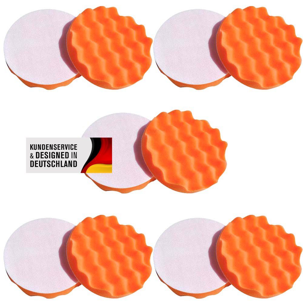 Duke-Handel Polierschwamm 10x orange Klett-Aufnahme, Polierschwämme Reißfest St), MEDIUM, 10 180mm gewaffelt, 180mm, (Set, - Auswaschbar