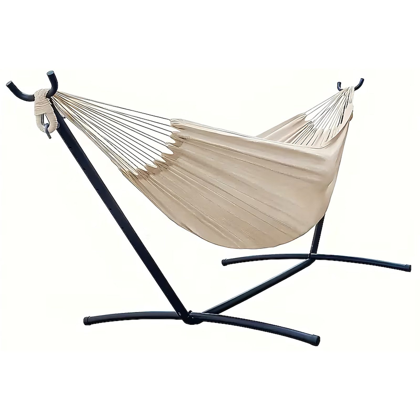 RAMROXX Hängematte 200×150 cm creme natur mit Gestell platzsparend bis 250 günstig online kaufen