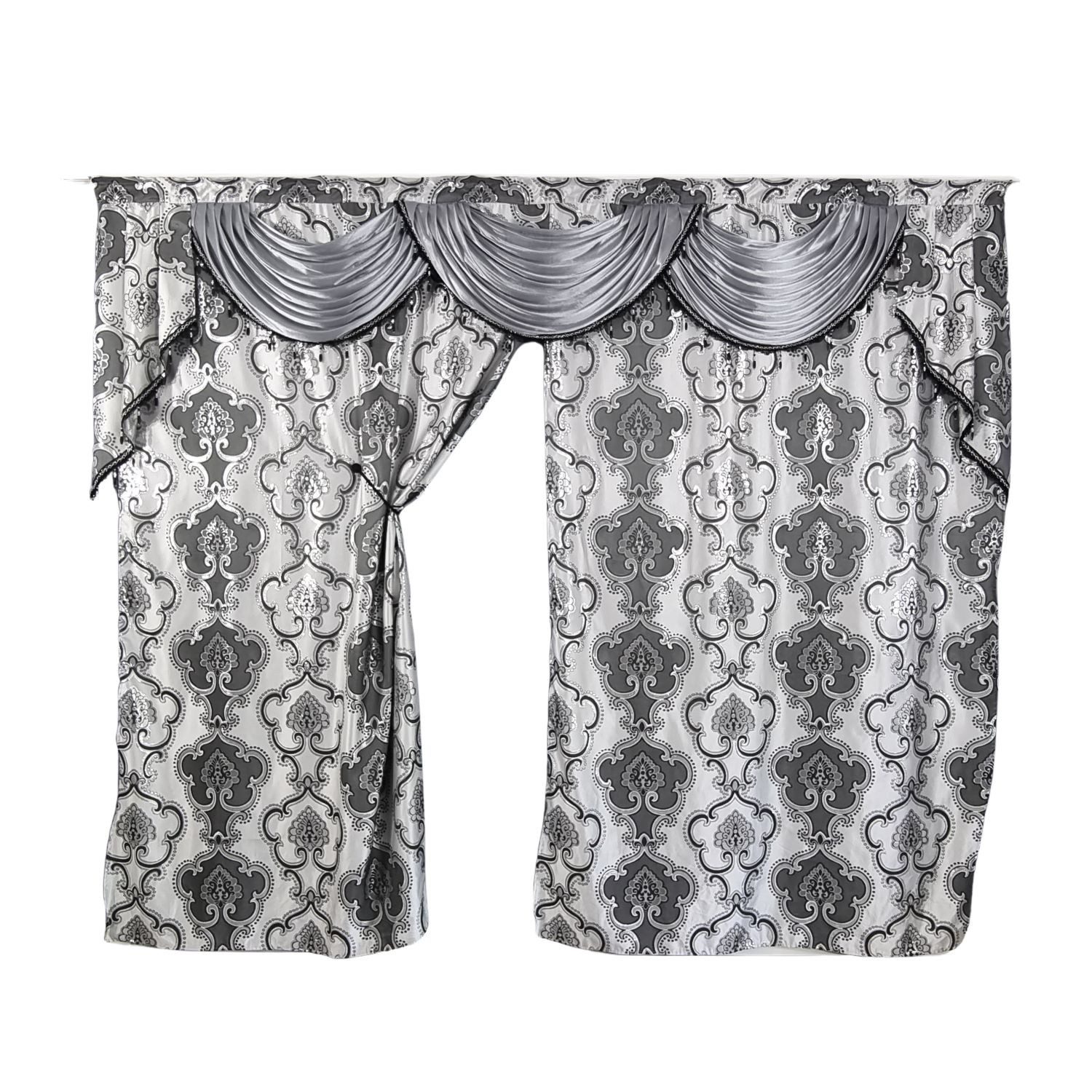 Gardinen by Justyna Verdunkelungsvorhang Barock Gardine Grau, Kräuselband, günstig online kaufen
