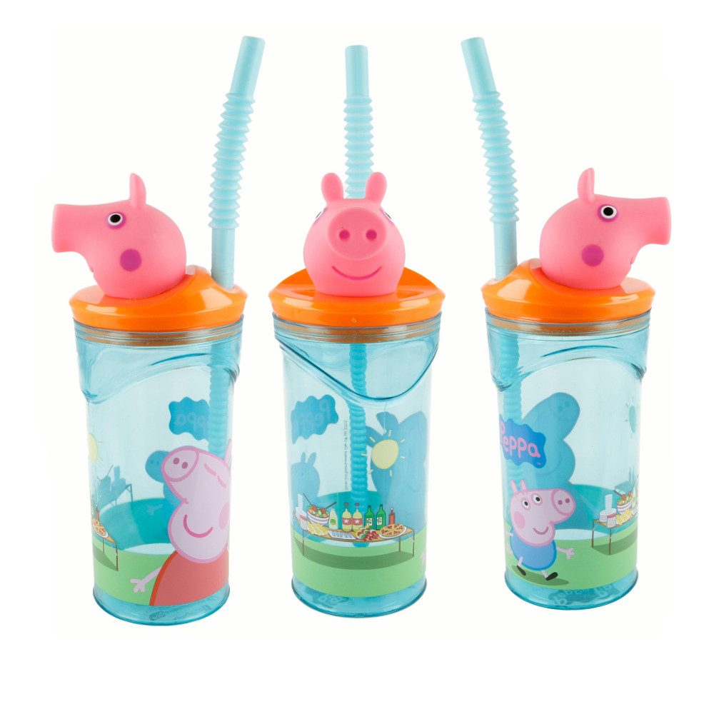 Peppa Pig Kinderbecher Peppa Pig Wutz 3D Deckel Kinder Trinkbecher Кружки Halm 360ml, BPA-Frei