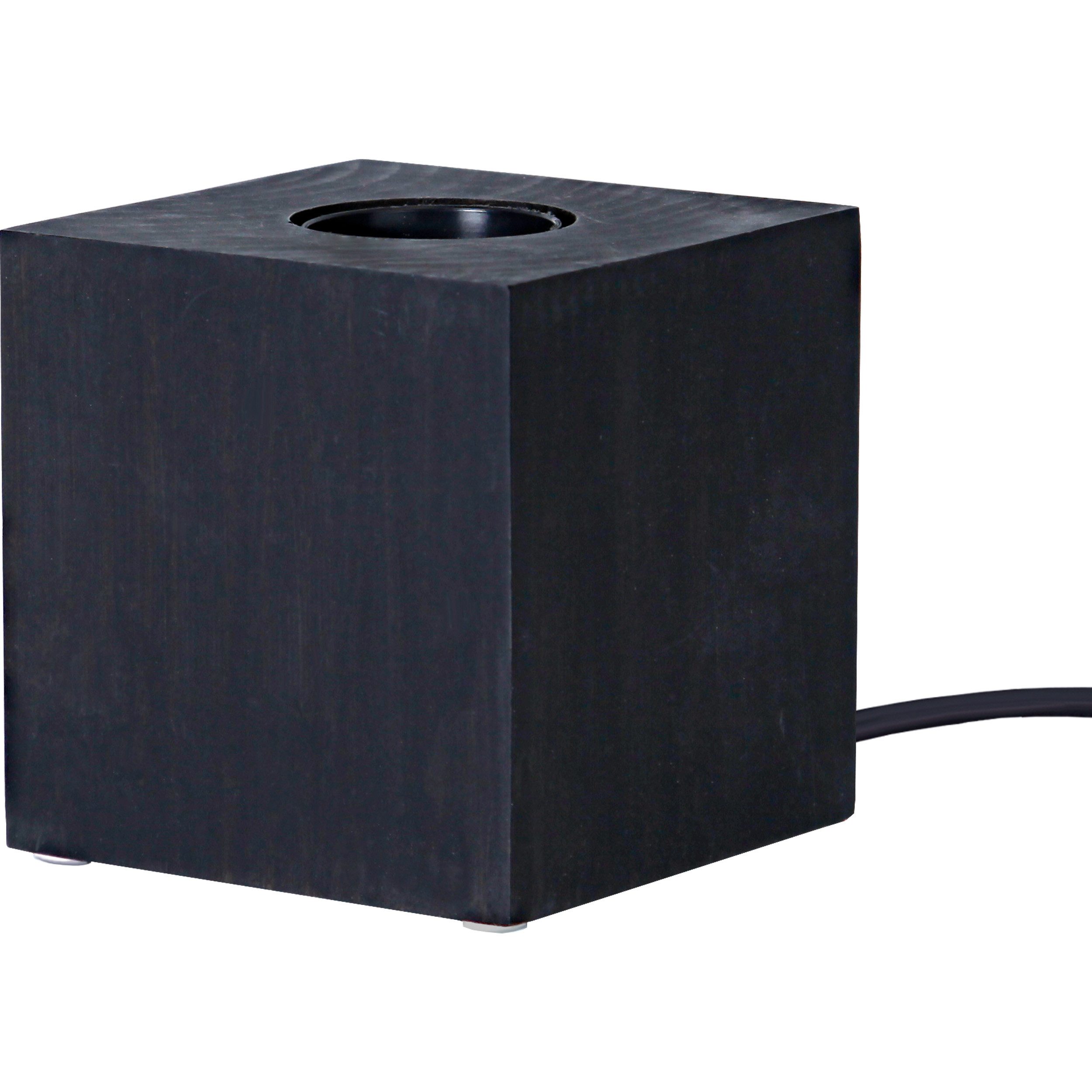 STAR TRADING LED Dekolicht Kub, Lampensockel,Kub', Holz, Würfel-Form, schwarz, E27 Fassung, H/B 9cm