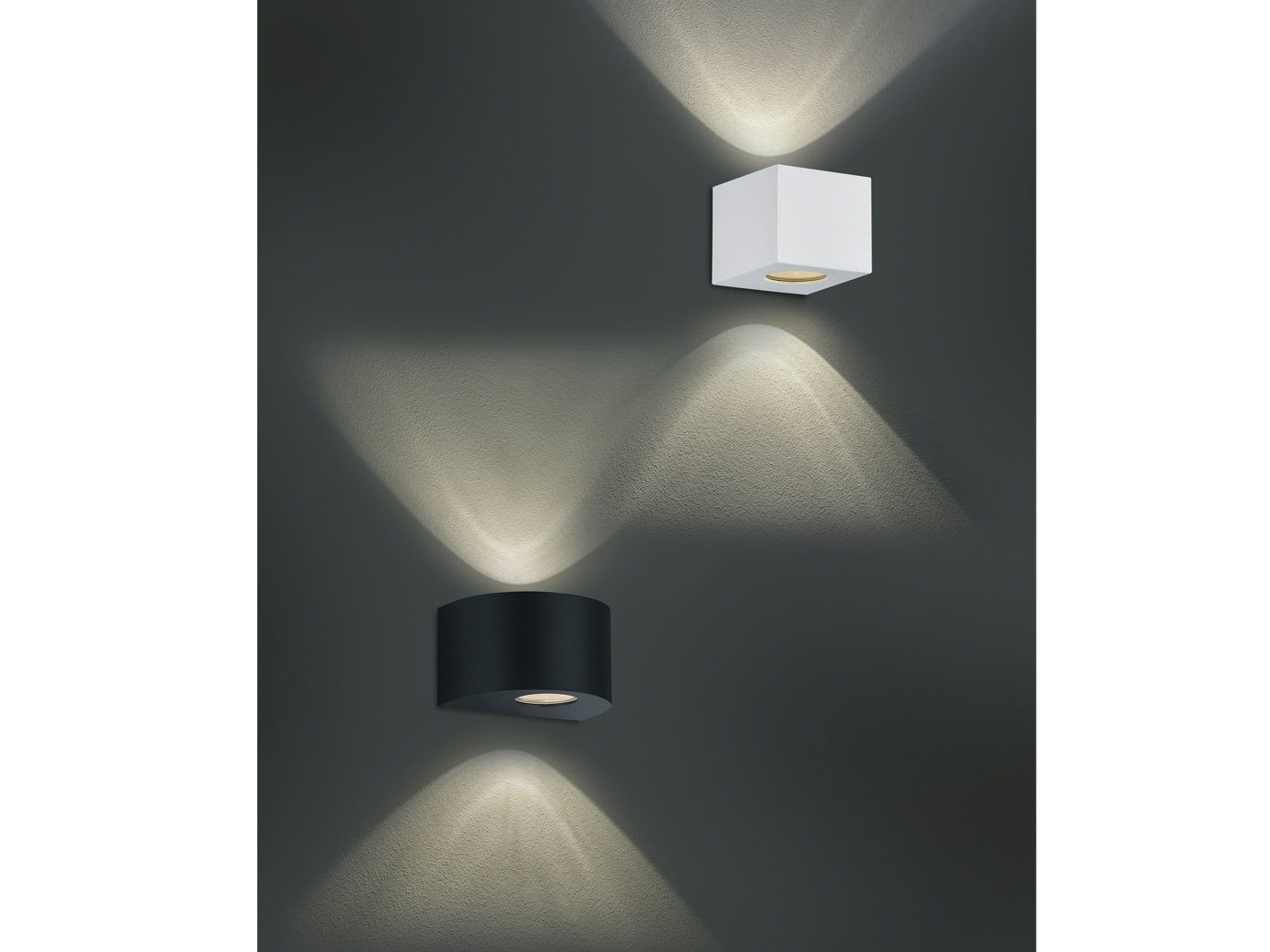 fest für Haus-wand 2er Fassadenlampen LED H: beleuchten, Außen-Wandleuchte, LED Warmweiß, 9cm up Set integriert, down Weiß, meineWunschleuchte