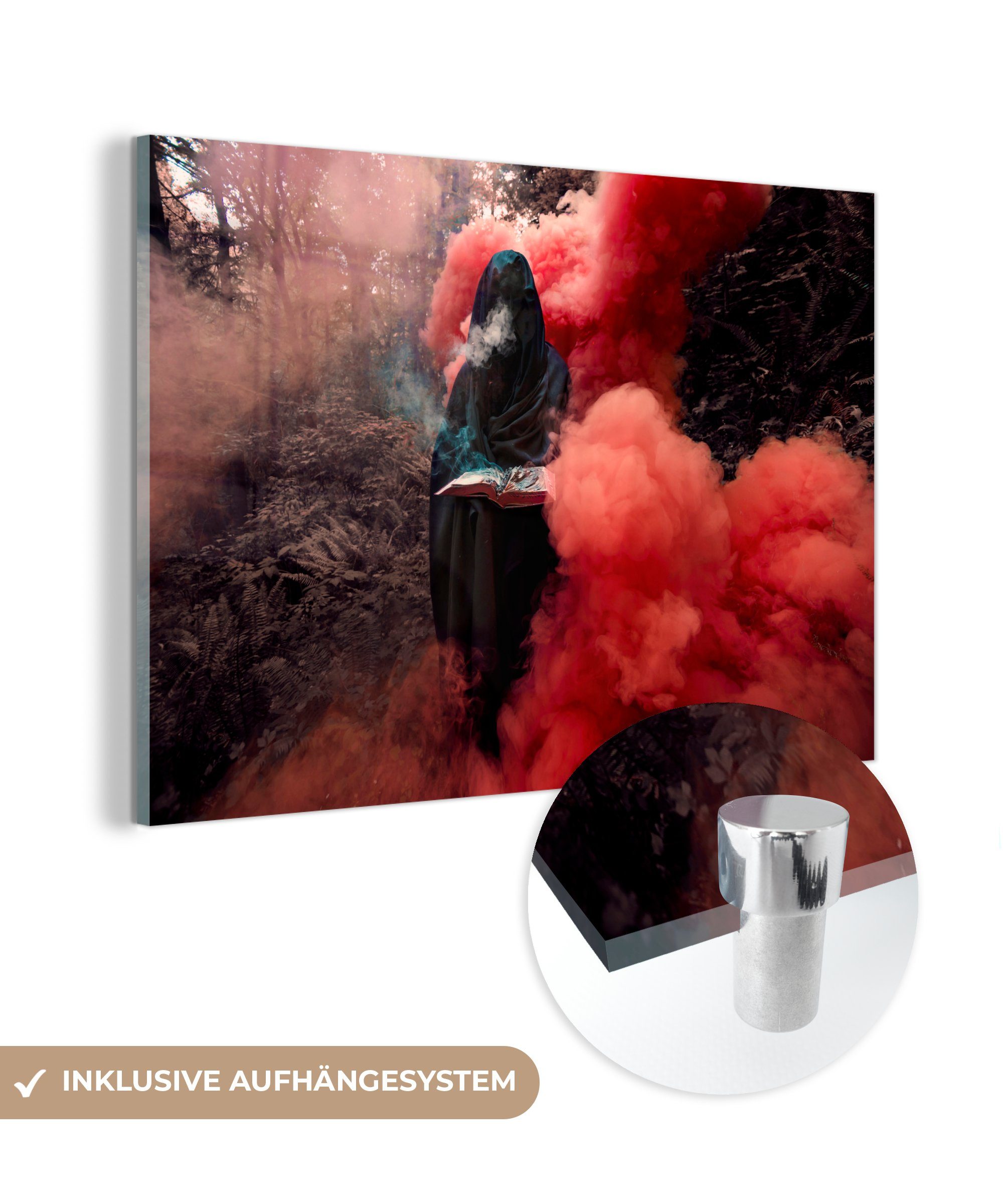 Roter & kriecht Acrylglasbild Acrylglasbilder MuchoWow (1 Wohnzimmer auf, St), Rauch Schlafzimmer