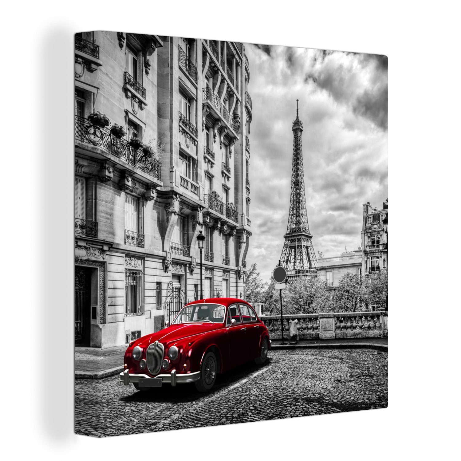 OneMillionCanvasses® Leinwandbild Eiffelturm - Paris - Schwarz, (1 St), Leinwand Bilder für Wohnzimmer Schlafzimmer