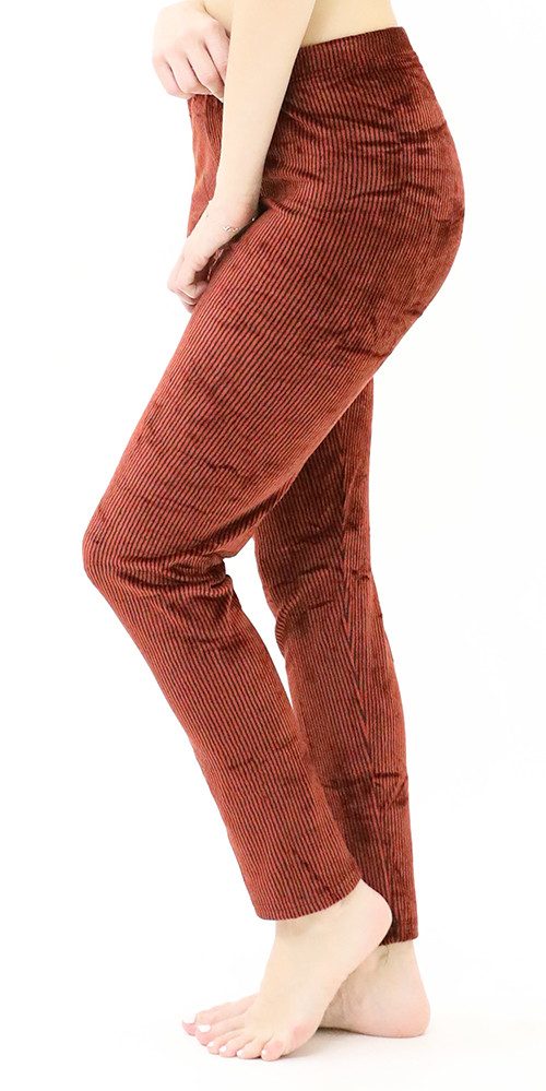 Leggings Park Leggings Damen Leggings Winter "SAMT" gestreift elastische Taille Soft Stretch (Diese Winter-Samt-Leggings mit gestreiftem Muster sind der perfekte Begleiter für die kälteren Tage) Anti-Cellulite, Shaping und Stretch