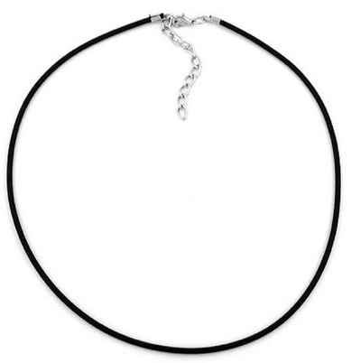 unbespielt Collier Vollgummikette Naturkautschuk schwarz Verschluss silberfarbig 45 cm, Modeschmuck für Damen und Herren