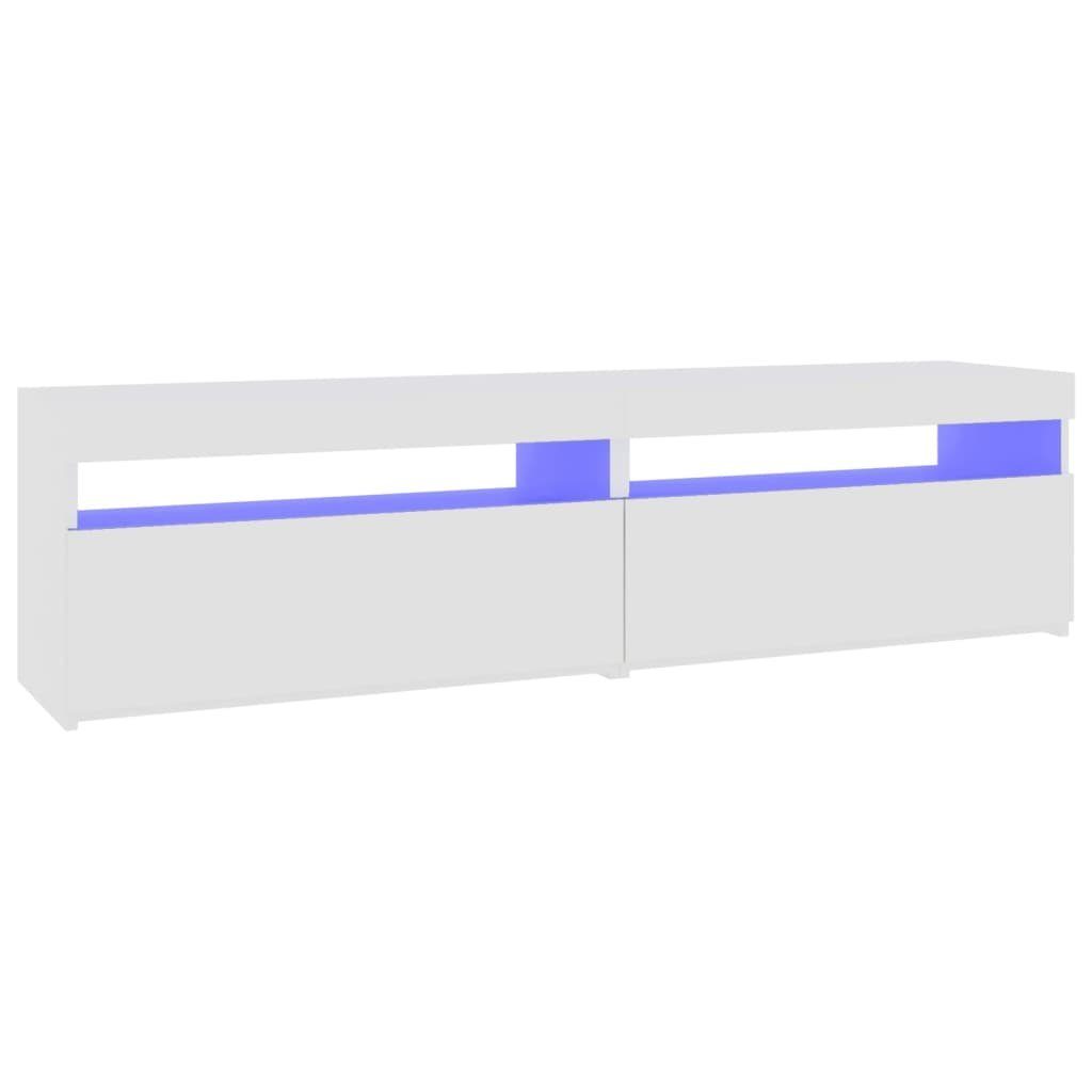 Lowboard mit 75x35x40 Hochglanz-Weiß 2 TV-Schränke Stk cm LED-Leuchten vidaXL TV-Schrank
