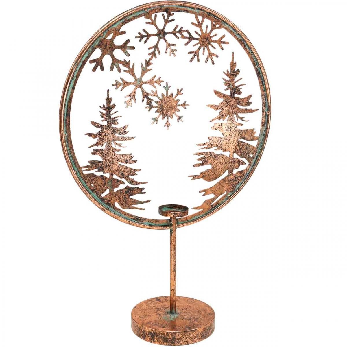 Florists Products Kerzenhalter Winterlicher Dekoring mit Tannen und Schneeflocken, Standfuß