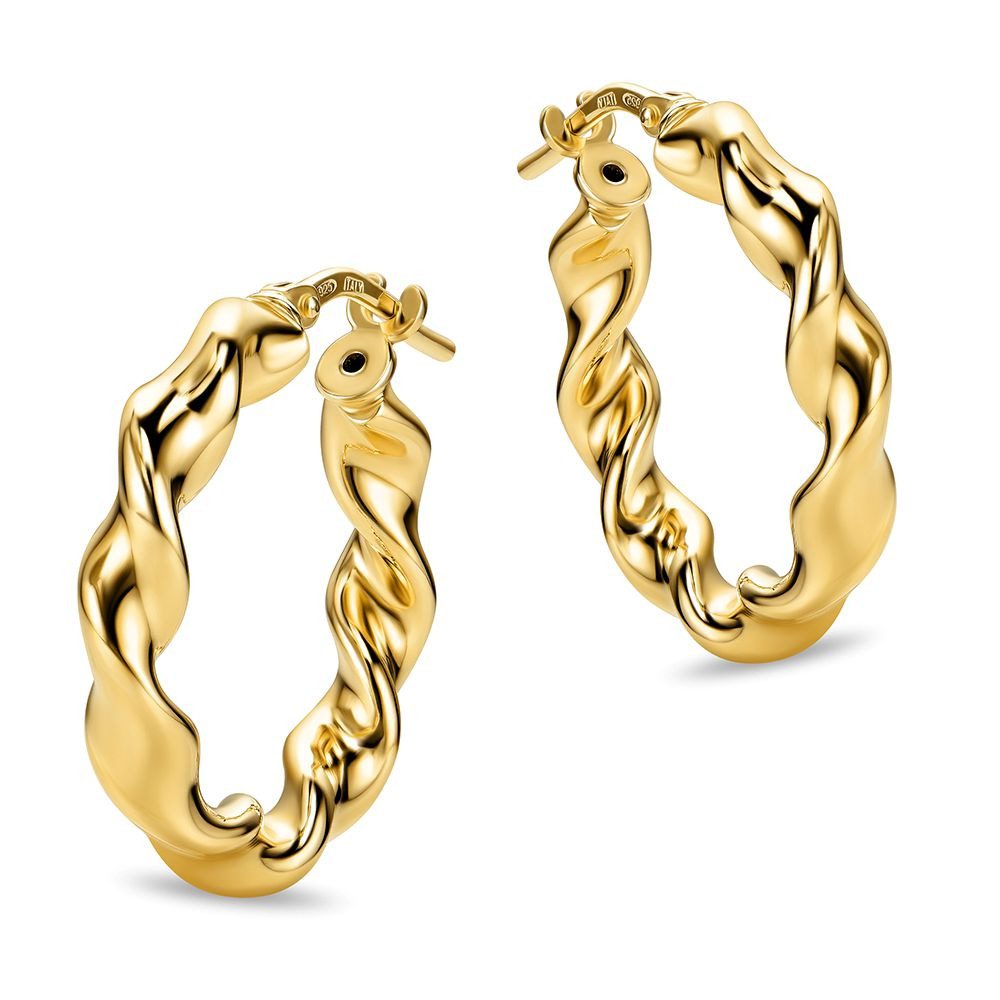 Paar Creolen MAR005SE - 925 Sterling Silber 18Kt vergoldet 15mm Durchmesser