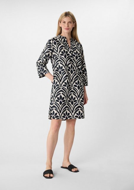comma casual identity Minikleid Popeline-Kleid mit All-over-Print und Eingr günstig online kaufen