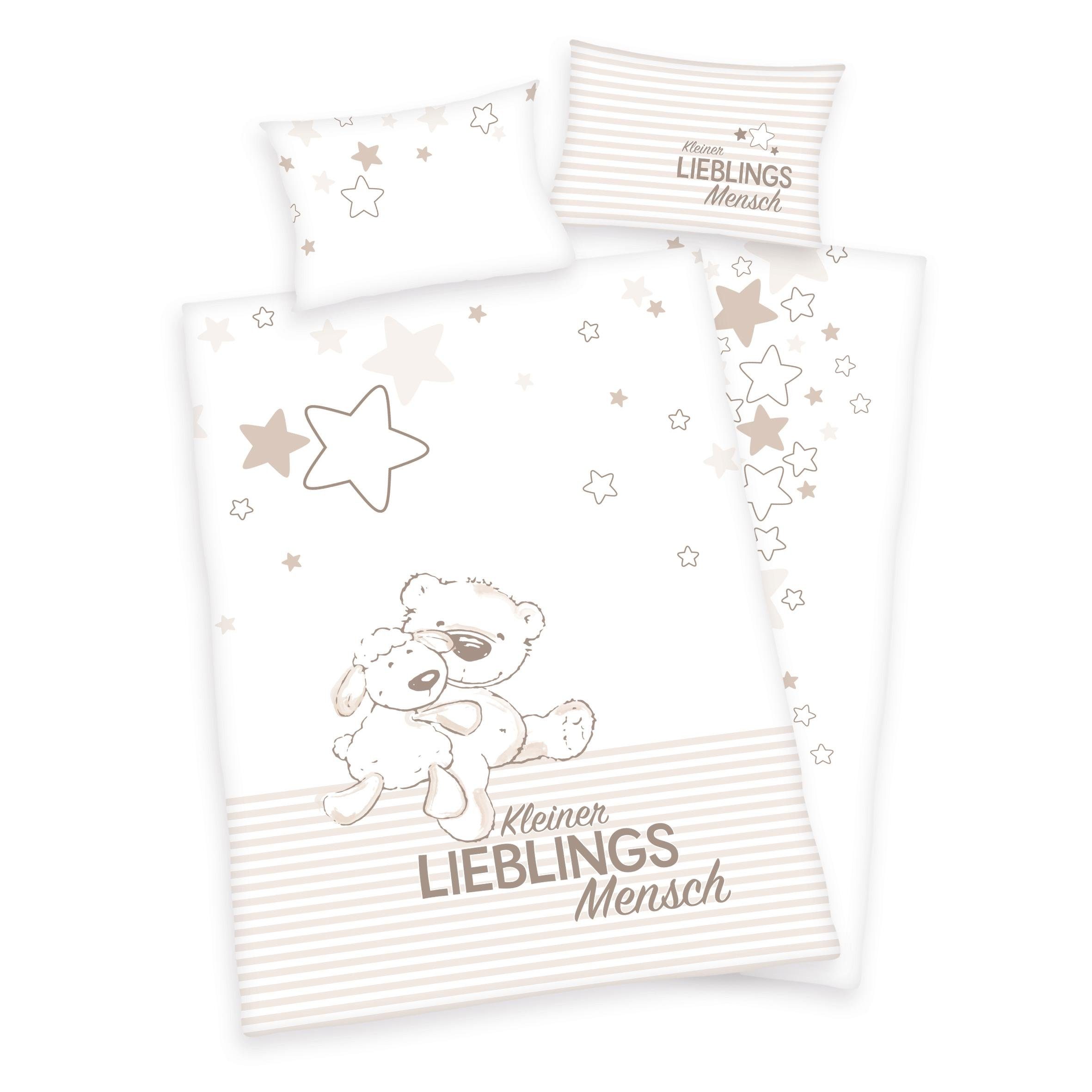 Herding Babybettwäsche Kleiner Lieblingsmensch, Renforcé, 2 teilig, Mit Teddy und Schaf
