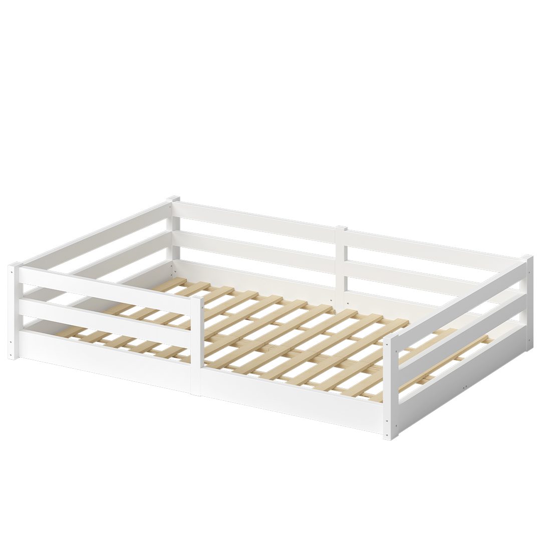 Bellabino Kinderbett Iskri mit Rausfallschutz und Lattenrost (weiß, mit Mat günstig online kaufen