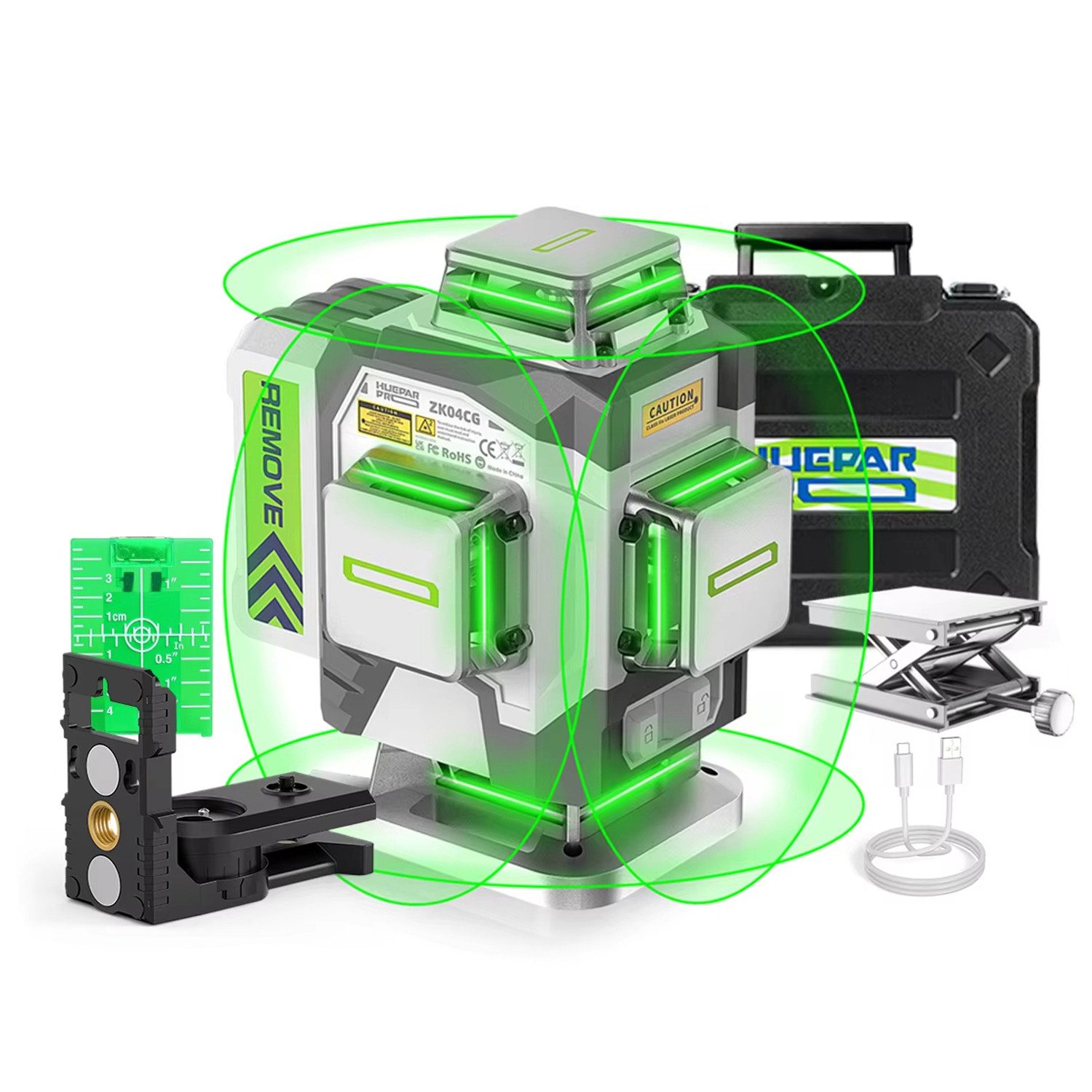 Insma Kreuzlinienlaser Grün 16 Linien 4×360° Linienlaser 4D Lasernivellier Selbstnivellierend, (mit 1x Akku 8000mAh), ±2 mm/10m Laserwasserwaage mit 8000mAh Akku,Fernbedienung, IP54,USB-C