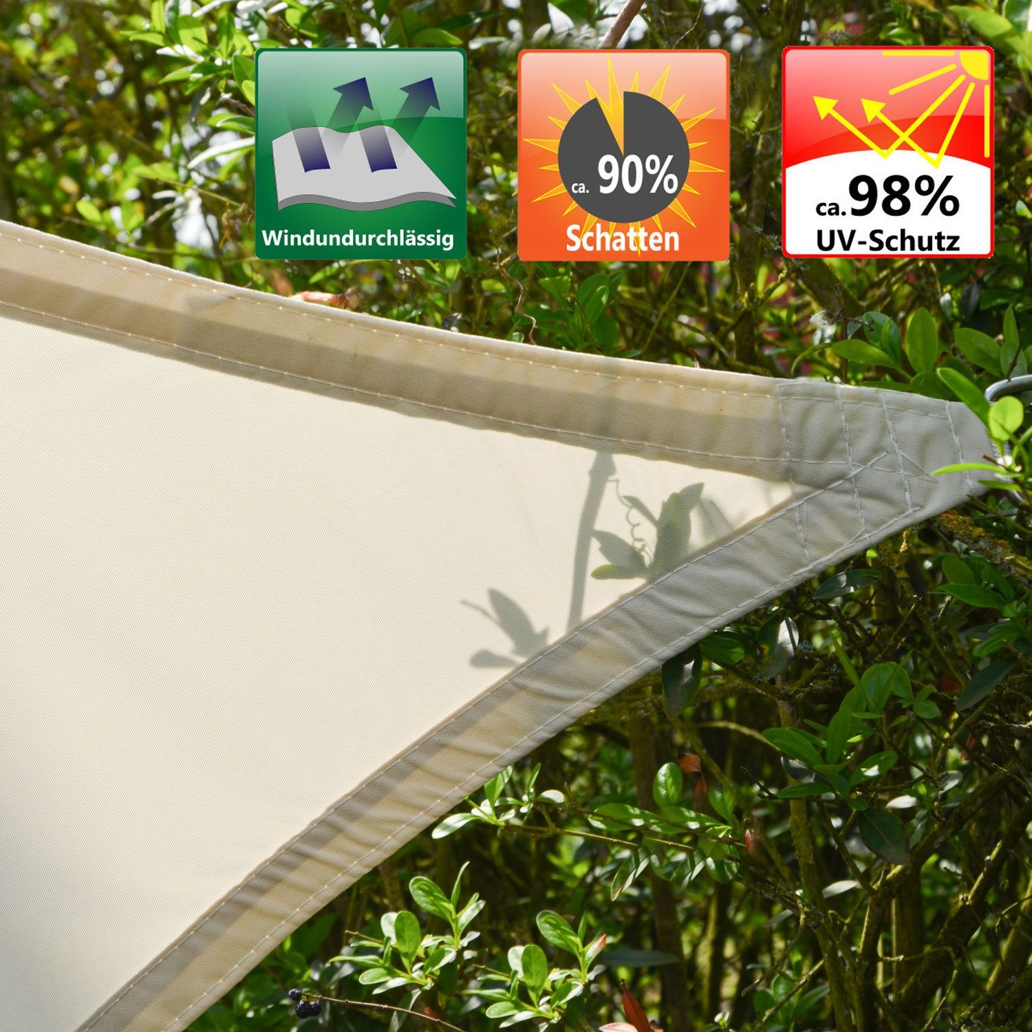 AMANKA Sonnensegel mit UV Schutz - 2 x 1 m Wasserdicht - Sonnenschutz für Garten & Balkon, Polyester Sonnenschutzsegel Rechteckig - Überdachung mit Regenschutz – Bild 3 von 5
