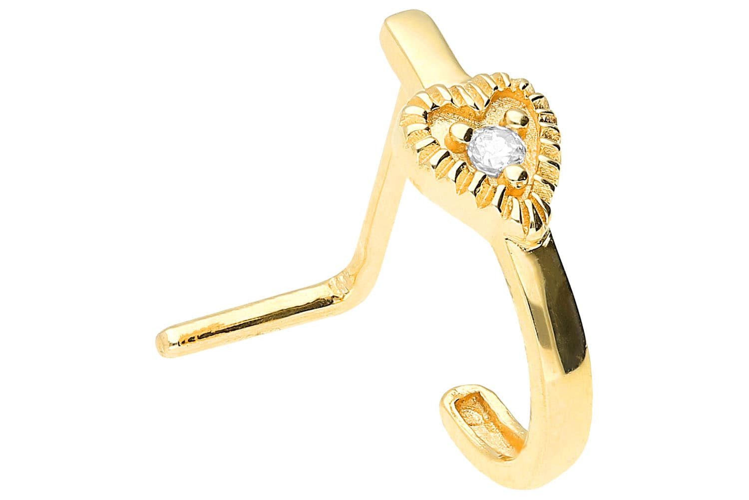 PIERCINGLINE Nasenpiercing Chirurgenstahl Nasenstecker HERZ + KRISTALL (Nas günstig online kaufen