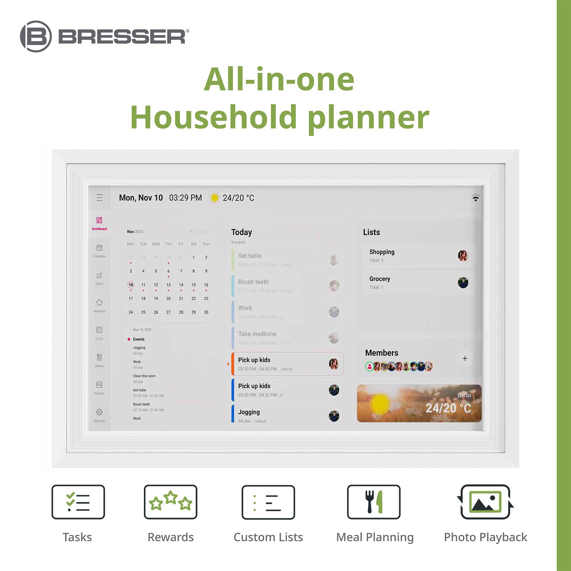 BRESSER BRESSER Digitaler Kalender MeteoPix Touch 10.1 Digitaler Bilderrahmen – Bild 2 von 5