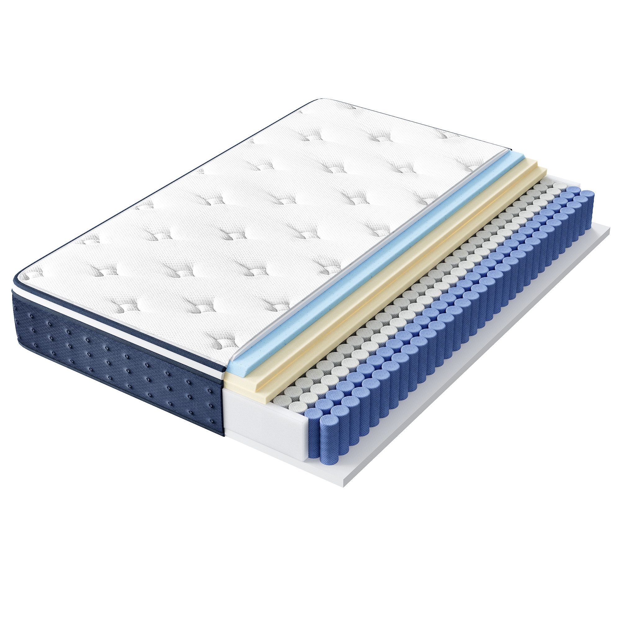Taschenfederkernmatratze Federkernmatratze, VASAGLE, 25 cm hoch, Matratzen aus Gel-Memory-Schaumstoff, mittelfest, Kühlend