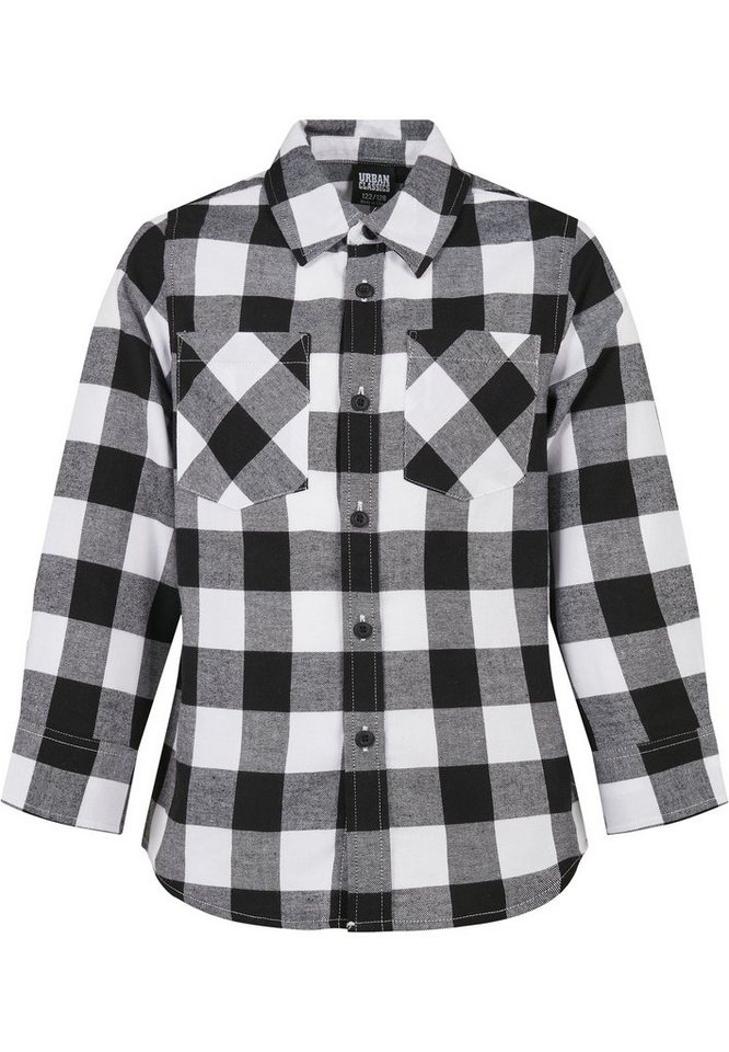URBAN CLASSICS Langarmshirt Herren Boys Checked Flanell Shirt (1-tlg), Urban  Classics Kids