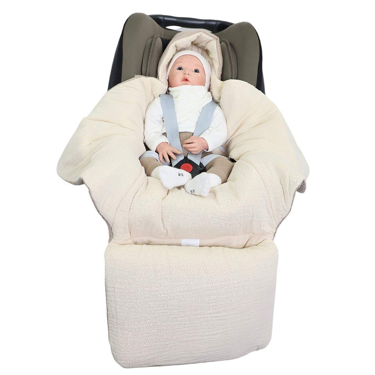 Babydecke Einschlagdecke Waffelmuster taupe/Musselin beige, HOBEA-Germany, günstig online kaufen