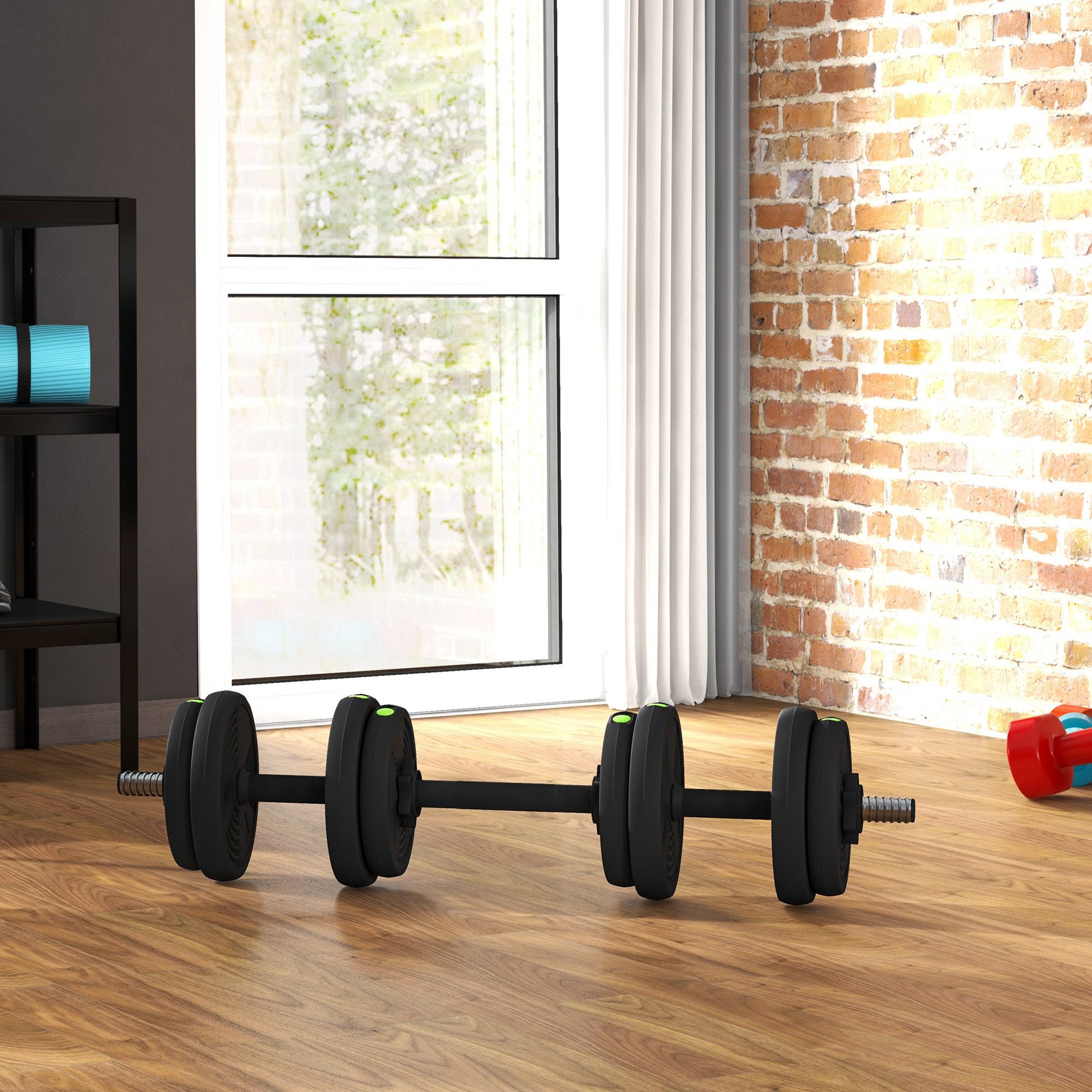 SPORTNOW Hantel-Set mit rutschfesten Griffen, für Männer und Frauen, (Freihantelset, Hantel & Kurzhanteln Set), mit verstellbarem Gewicht, Schwarz+Grün