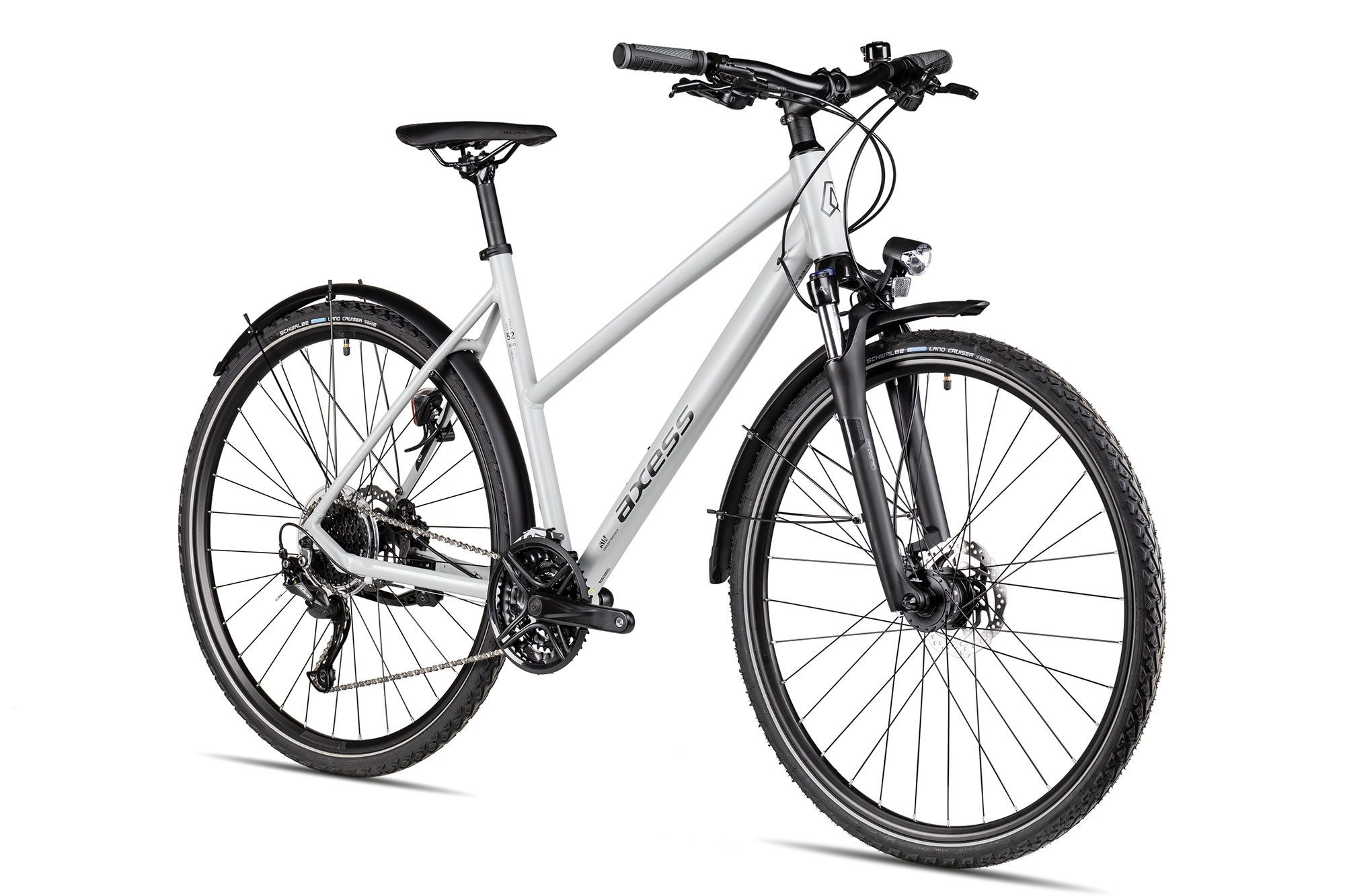 Axess Crossrad VERIS STREET Trapez, 27 Gang Shimano RD-Alivio M3100-9 Schaltwerk, Kettenschaltung, hydraulische Scheibenbremse weiß