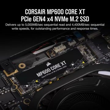 Corsair MP600 CORE XT 2TB SSD interne Gaming-SSD (2TB) 5000 MB/S Lesegeschwindigkeit, 4400 MB/S Schreibgeschwindigkeit