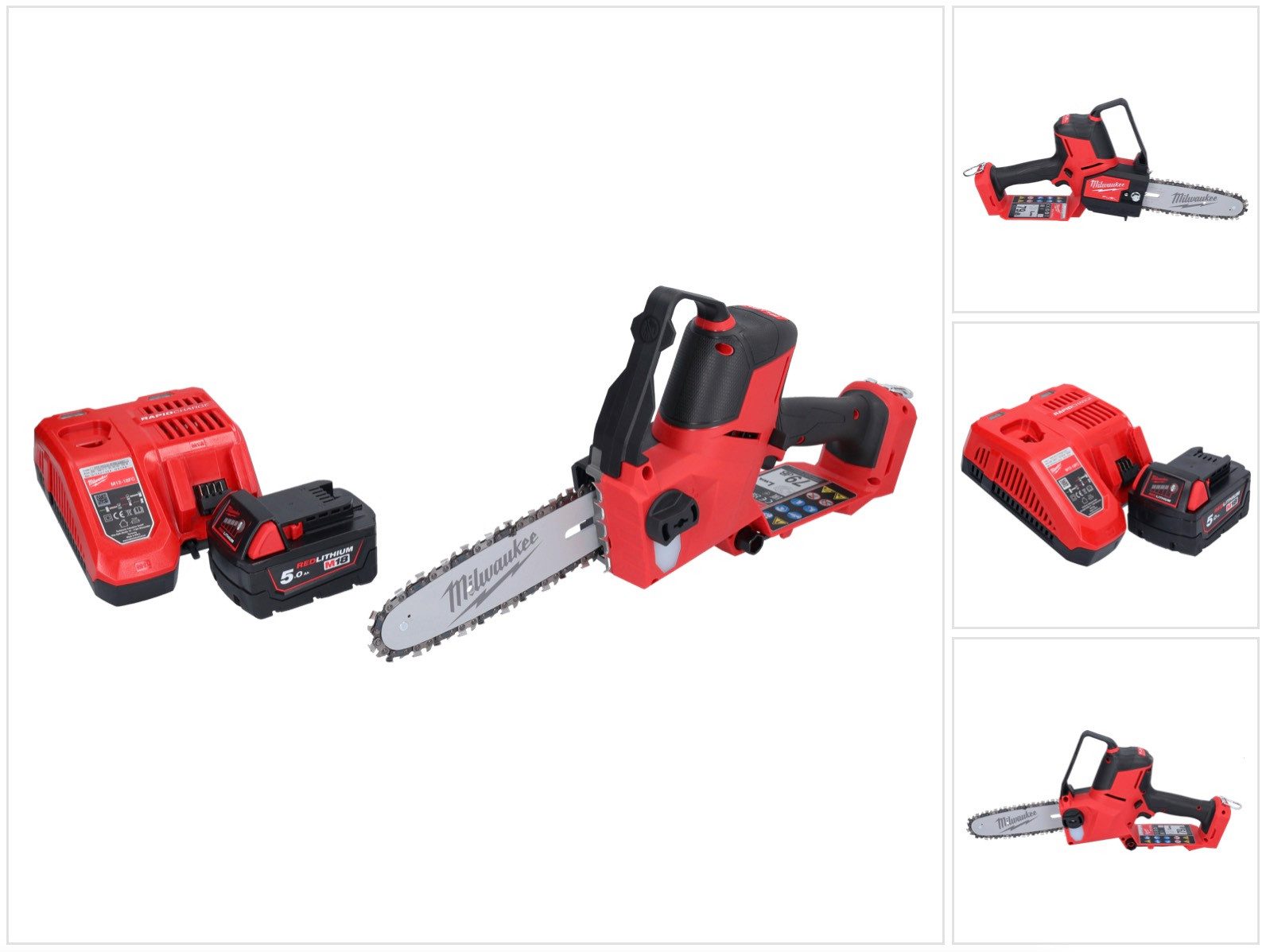 Milwaukee Benzin-Kettensäge M18 FHS20-501 Akku Astsäge 18 V 20 cm + 1x Akku 5,0 Ah + Ladegerät