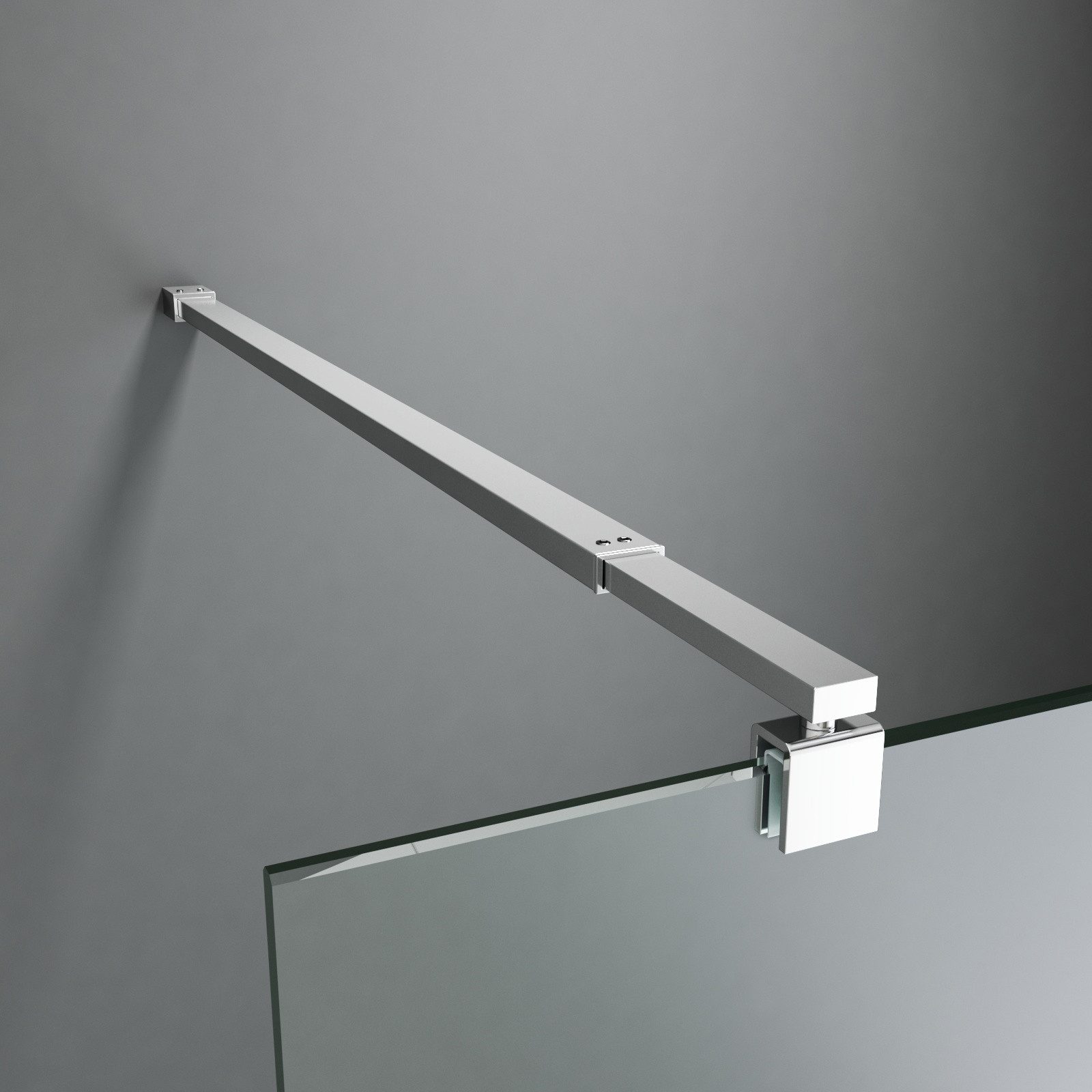 Boromal Duschwand-Stabilisationsstange Dusche Schwarz Chrom für 5-10mm Haltestange Duschwand 73-123cm, (Stabilisator 360° Drehbar, Rechteckig), für Walk In Duschwand Duschabtrennung Duschkabinen