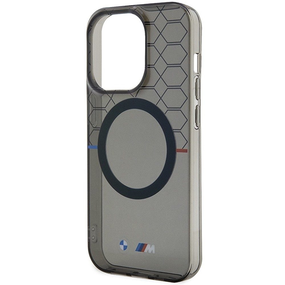 BMW Handyhülle Schutzhülle Rückschale Magnethülle 6,7 Zoll, MagSafe, Hexagon-Muster, BMW M Lizenz, erhöhte Kanten