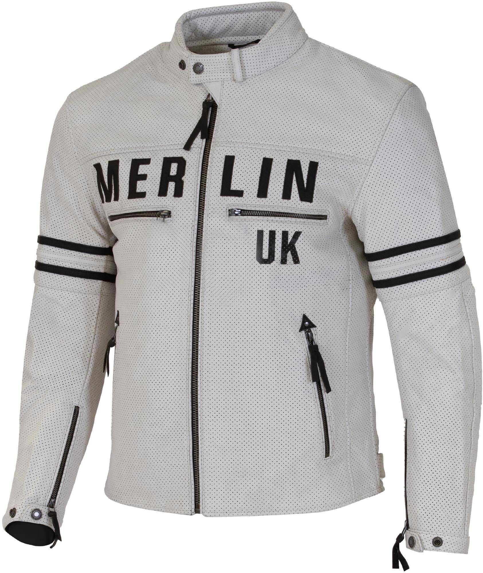 Merlin Motorradjacke Revival D3O perforierte Motorrad Lederjacke Rückenprotektor vorbereitet,Verbindungsreißverschluss,Ellenbogenp