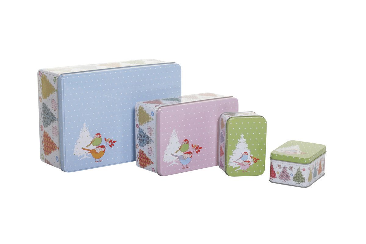 Overbeck And Friends Aufbewahrungsdose Tannenwald (Set, 4 St., Metall), ca. 25,4x17,6x9,5 cm (große Dose)