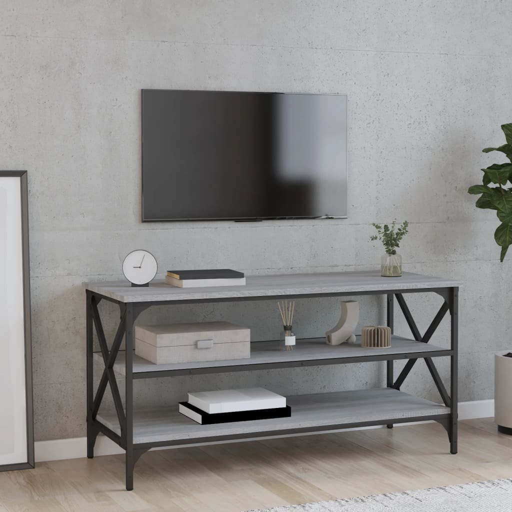 furnicato Beistelltisch TV-Schrank Grau Sonoma 100x40x50 cm Holzwerkstoff (1-St)