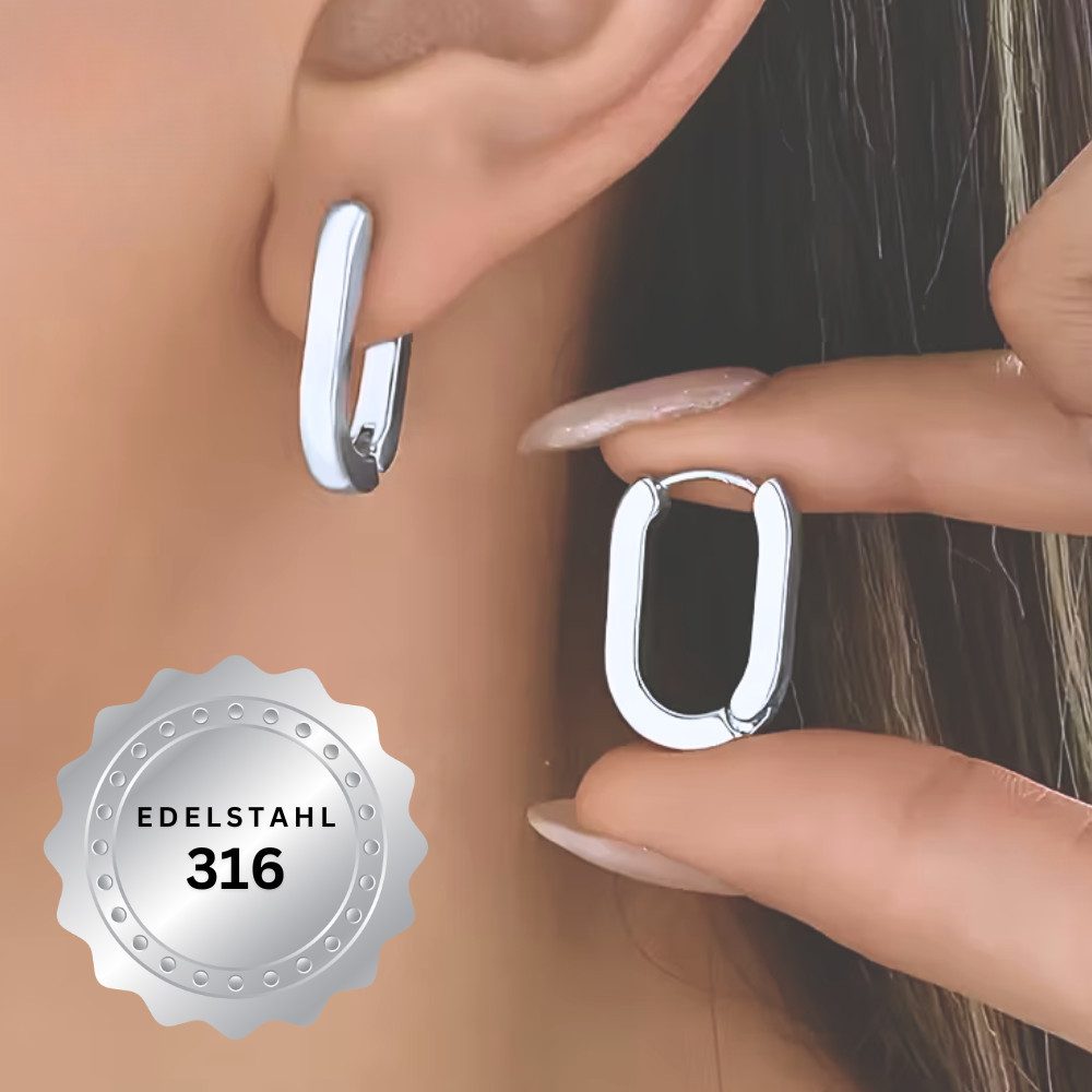 XCOAST Ohrhänger-Set Damen-Ohrringe aus Edelstahl – Silber, hypoallergen, edel & zeitlos (Hochwertige Schmuck Ohrringe Damen, 1-tlg., 1 Paar Ohrringe im Schmuck Etui, leicht und bequem), oval, edel verabeitet, eleganter Schnitt, hochwertig