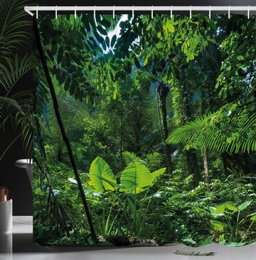 Abakuhaus Duschvorhang Moderner Digitaldruck mit 12 Haken auf Stoff Wasser Resistent Breite 175 cm, Höhe 180 cm, Pflanze Grün Unberührte Natur