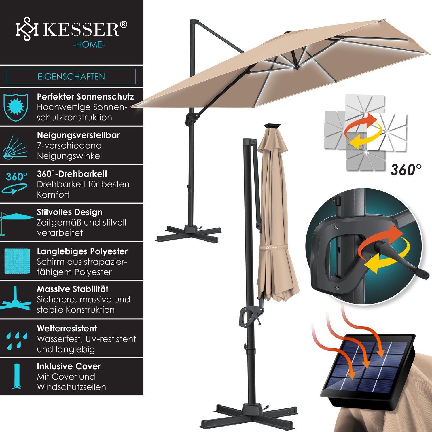 KESSER Ampelschirm, Sonnenschirm Ampelschirm SUN XL günstig online kaufen
