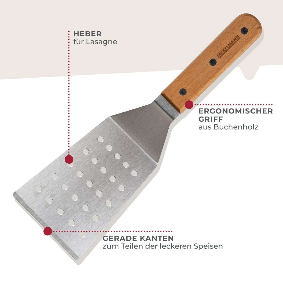 FACKELMANN Pfannenwender Lasagneheber, Pastaheber, Servierbesteck, Küchenhelfer