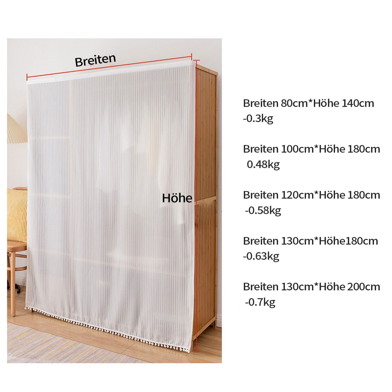 Refttenw Duschvorhang SchrBnk Kleiderschrank Sichtschutz Staubvorhang mit K günstig online kaufen