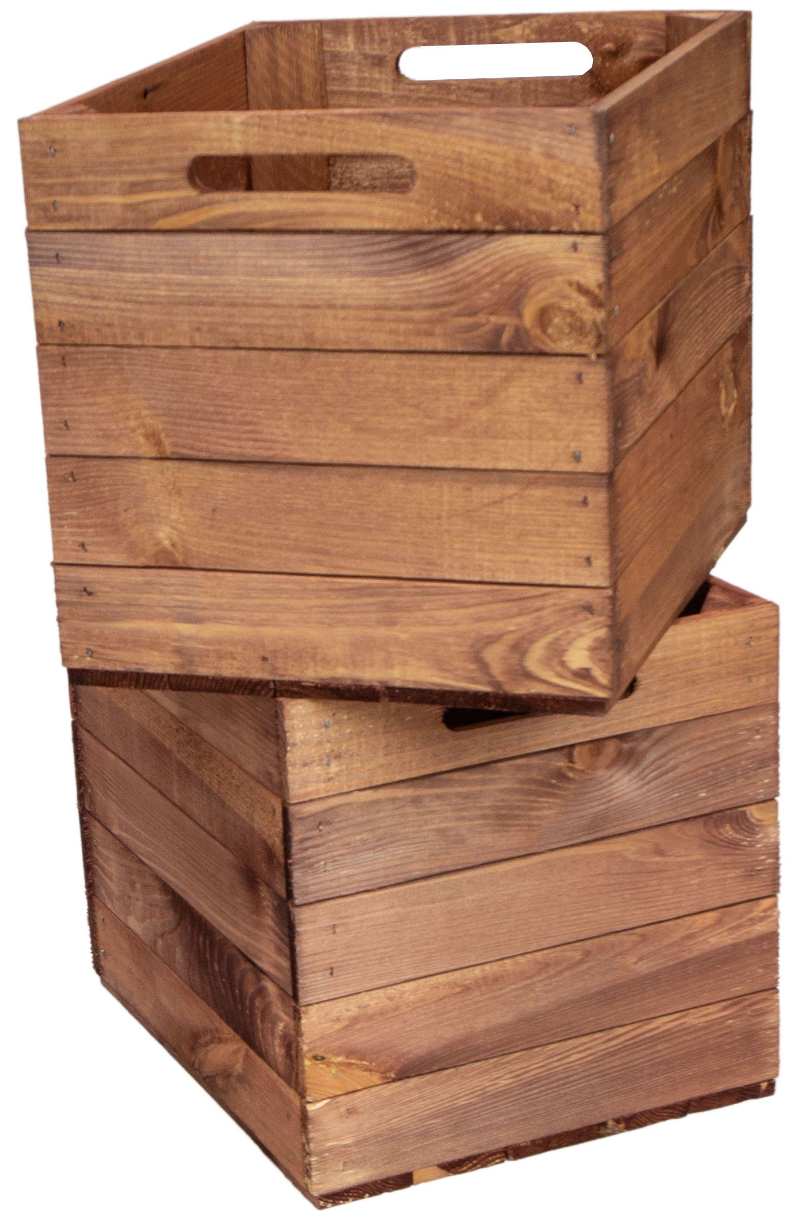 Kistenkolli Altes Land Allzweckkiste 2er set Holzkiste Vintage Ocker passend für Kallax und Expeditregale (Spar-Set, 2er Set)