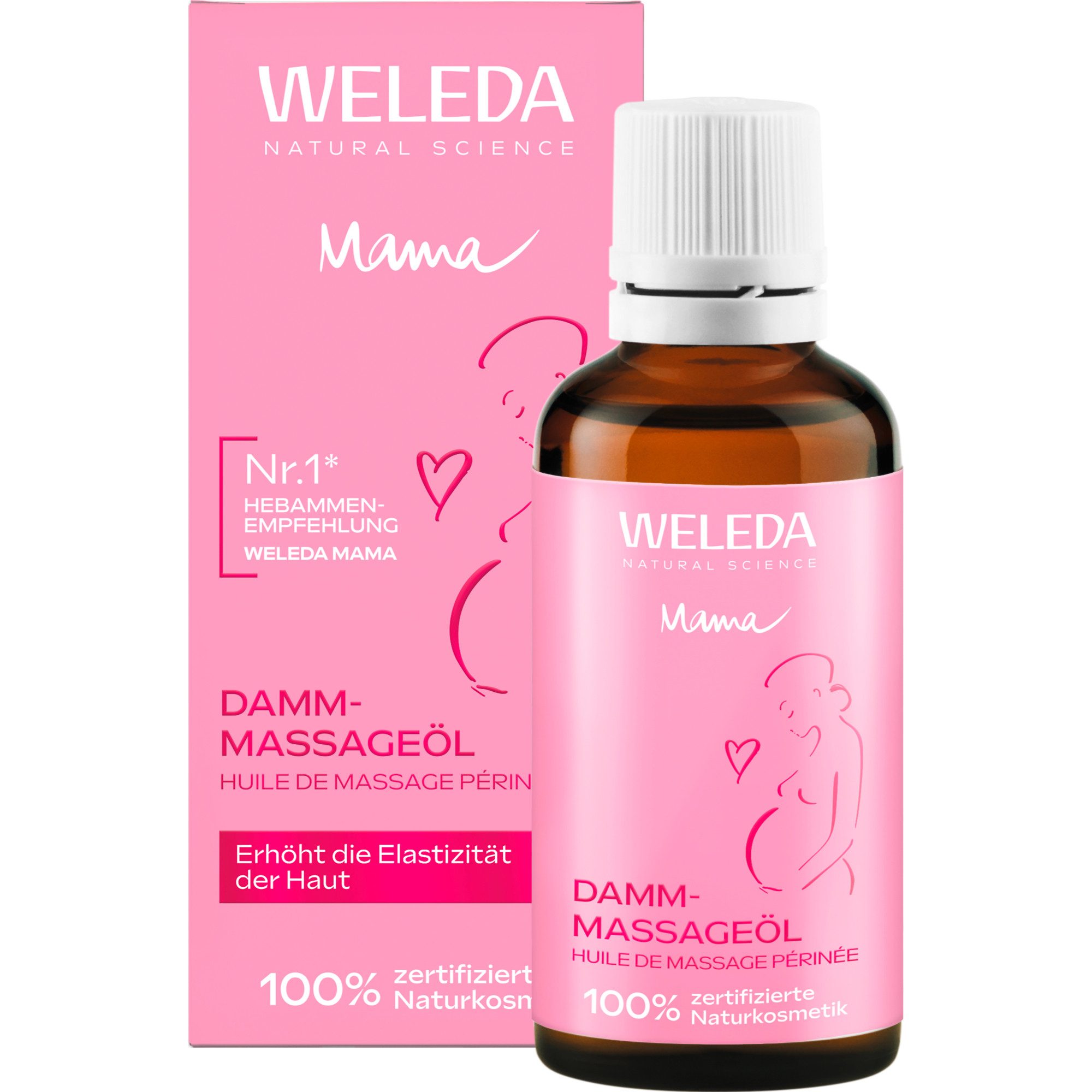 WELEDA Massageöl DAMM-MASSAGEÖL, lockert und dehnt die Haut und bereitet sie auf die Geburt vor