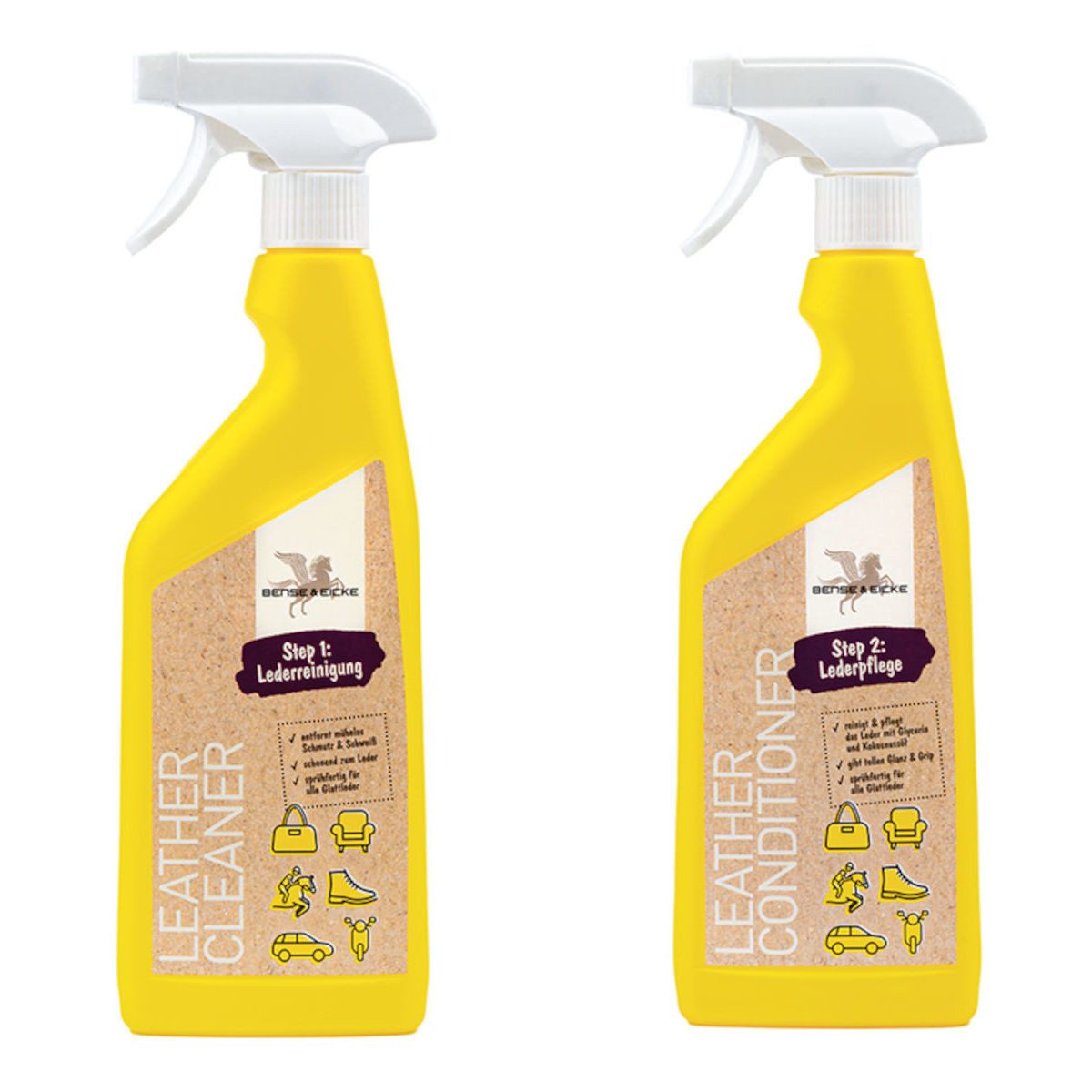 Bense & Eicke Universal Lederpflege 2 x 500 ml, Leather Cleaner + Conditioner, Step 1 + 2
