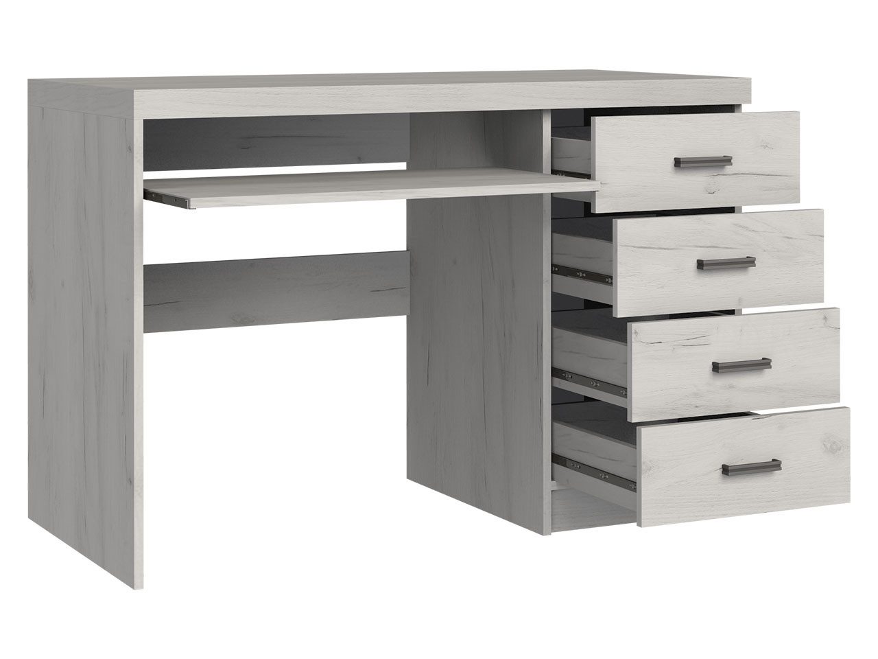 MIRJAN24 Schreibtisch Indianapolis I16 (4 Schubladen), Metall Griffe