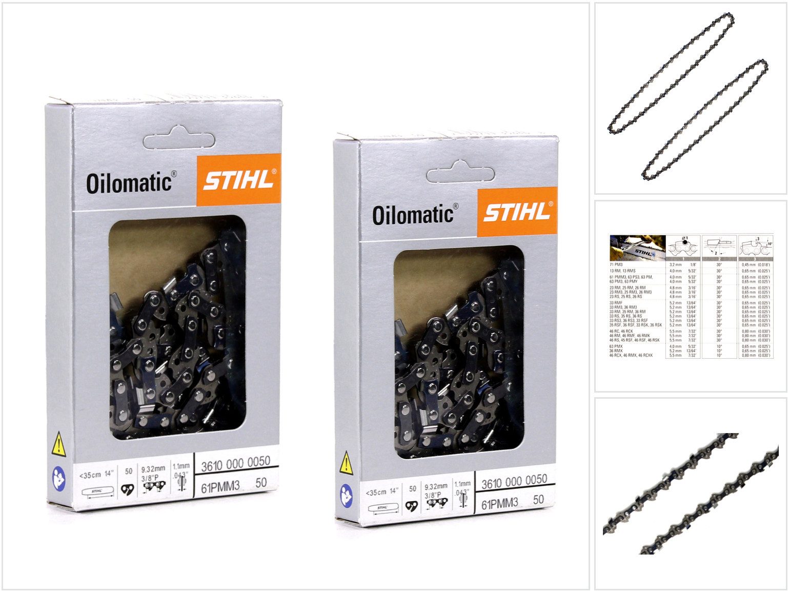 STIHL Ersatzkette 2x Oilomatic Sägekette Picco Micro Mini 3 (PMM3) Halbmeißel 3/8"P