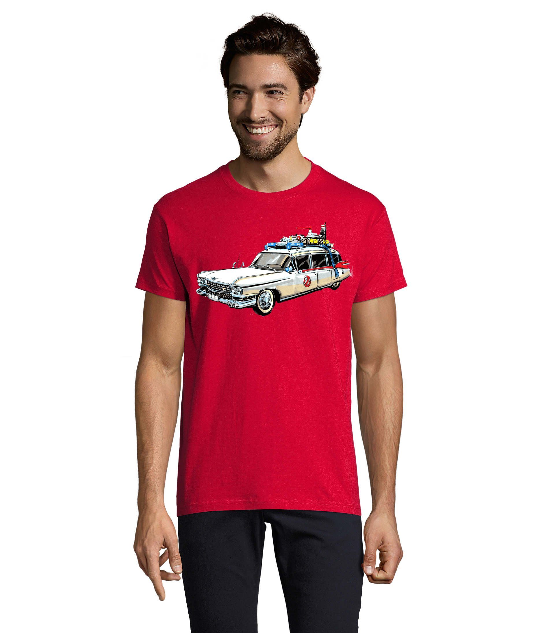 Herren Rot Geisterjäger Cars & Blondie Brownie Auto Ghost Ghostbusters Film Geister T-Shirt