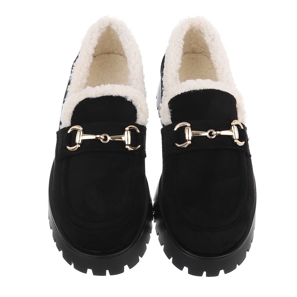 Ital-Design Elegante Loafer mit Innenfutter und robuster Sohle Slipper (87124673) Blockabsatz in Schwarz
