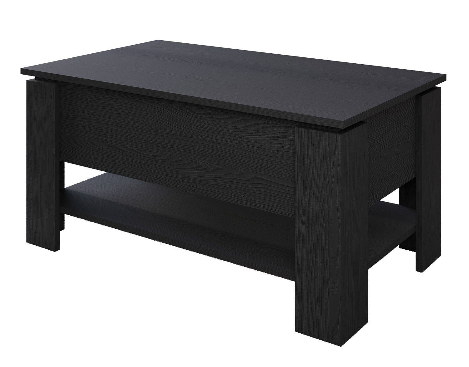 Feldmann-Wohnen Couchtisch Wiki (1-St), 88,5x51x43-58,5cm schwarz Holzstruktur höhenverstellbar