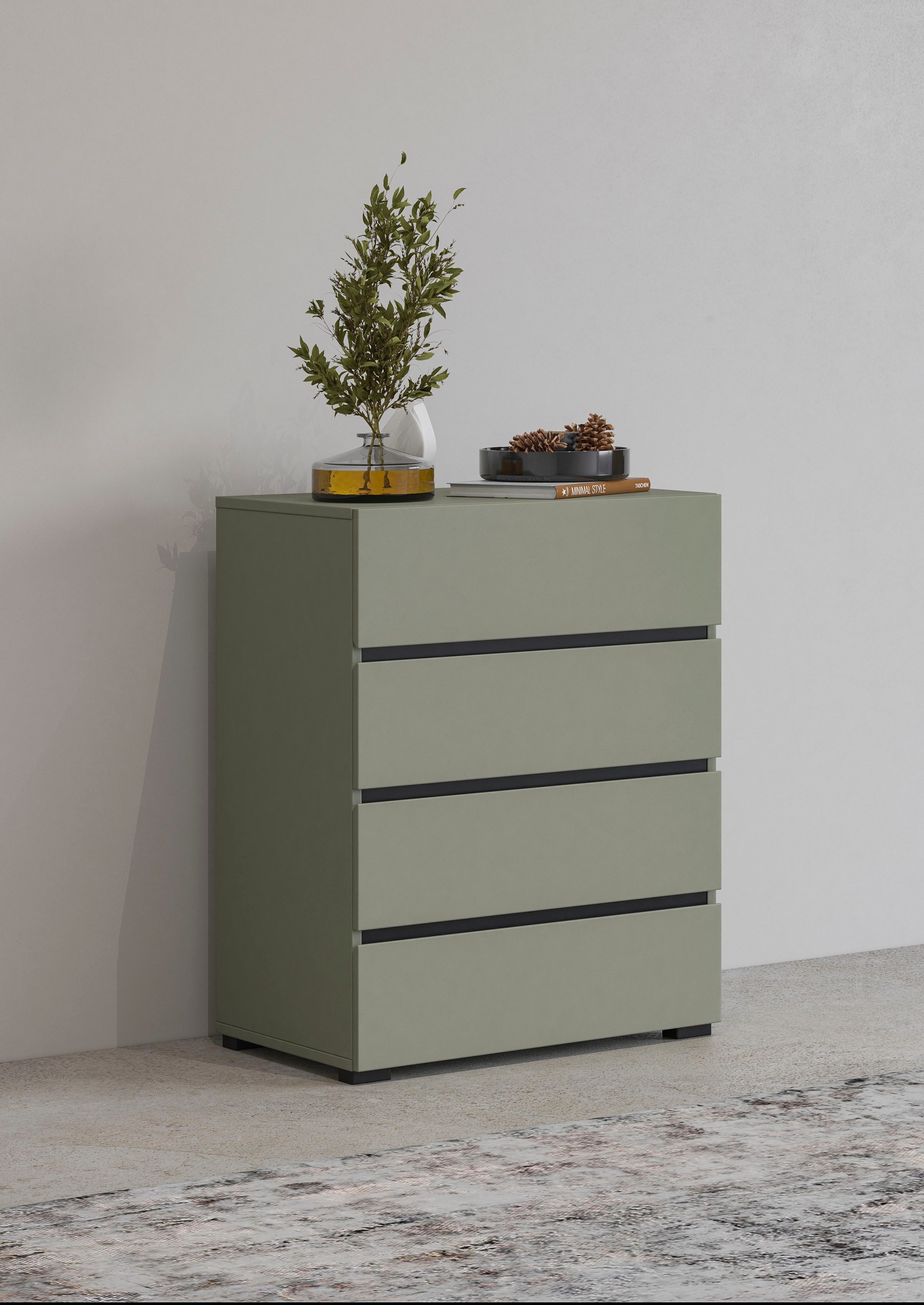 OTTO home Kommode Cross,Breite 60 cm, moderne grifflose Sideboard,4 Schubkästen, Schubladenschrank mit viel Stauraum, Flur Highboard