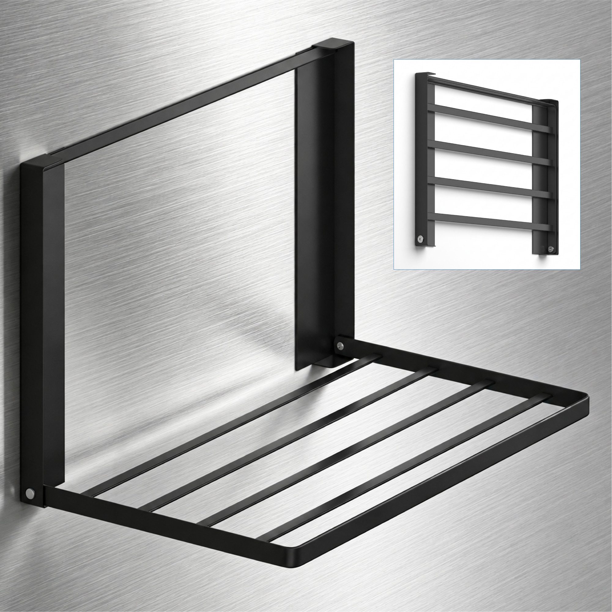 doporro Handtuchhalter Handtuchregal Magnetisch klappbar ohne Bohren aus Metall Folda-01, mit starken Magnet