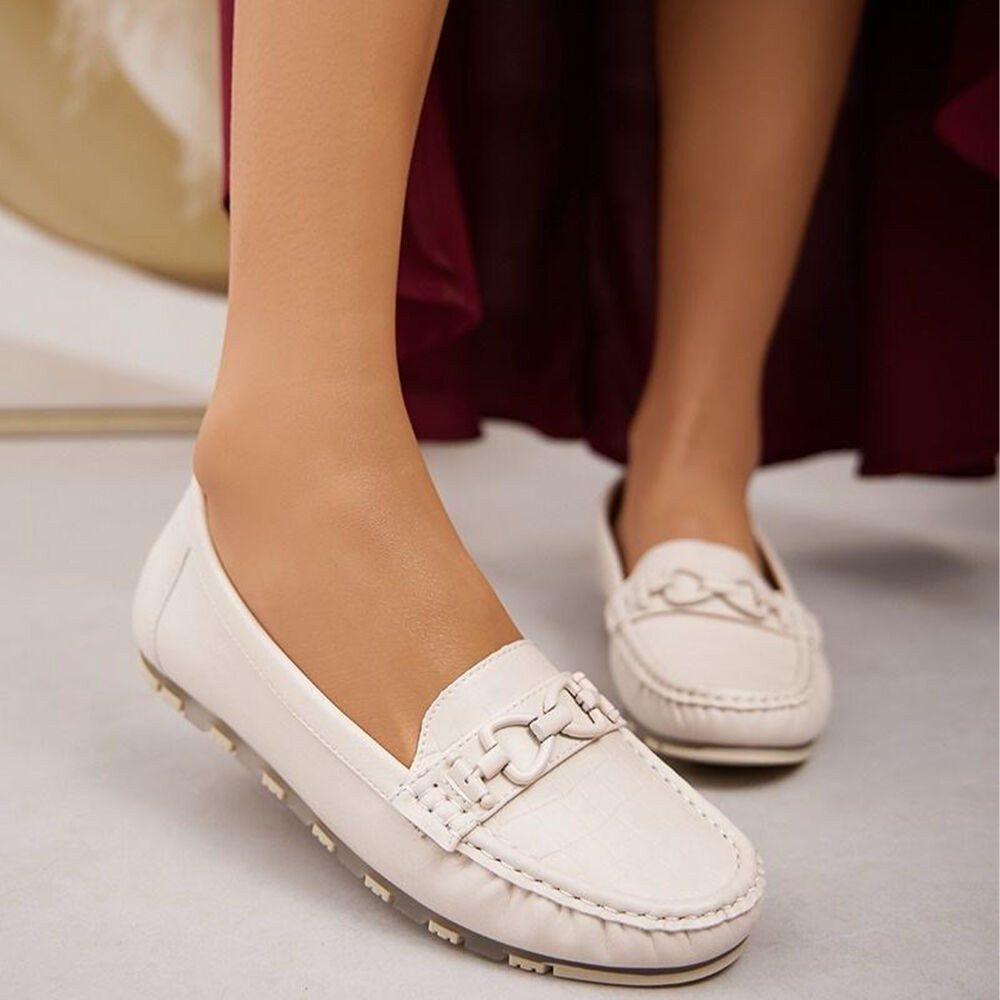 Ital-Design Eleganter Mokassin mit Schnalle für Damen im Alltag Slipper (90793502) Flach Mokassins in Beige